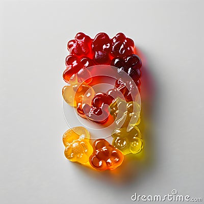 Gummy Number 9 Stock Photo