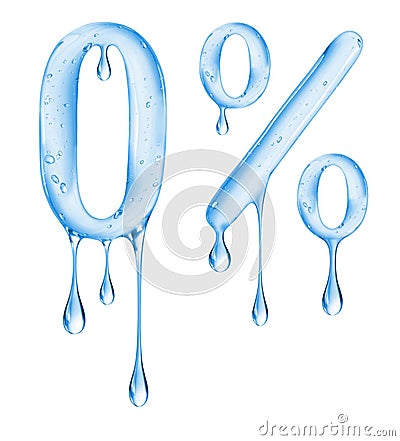 Number 0 and percent sign is made of viscous liquid Stock Photo