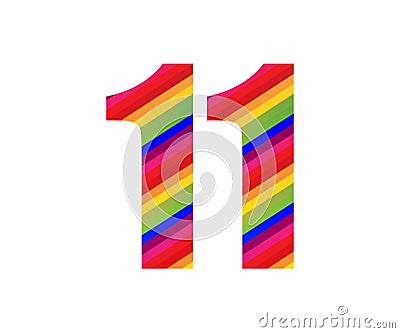 11 Number Rainbow Style Numeral Digit. Colorful Number Vector Illustration Vector Illustration