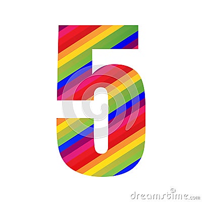 5 Number Rainbow Style Numeral Digit. Colorful Number Vector Illustration Vector Illustration