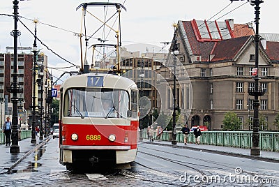 Number 17 Red Tram Prague Czech Republic Editorial Stock Photo