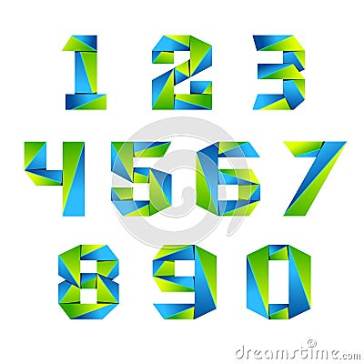 Number set icon design template elements 3d logo. green and blue Vector Illustration