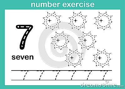 Number seven exercise Vector Illustration