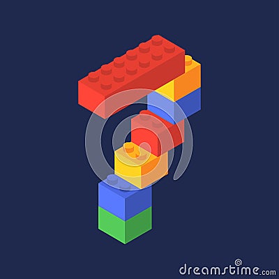 Number seven in isometric. Color constructor Vector Illustration