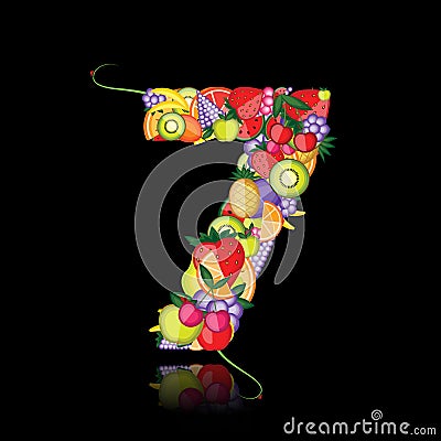 Number seven made from fruits Vector Illustration