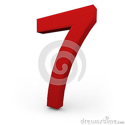 Number Seven on White Background Stock Photo