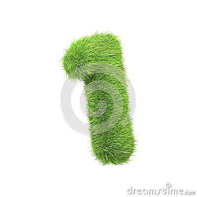 The number 1 shaped from dense green grass, set against a pure white backdrop Cartoon Illustration