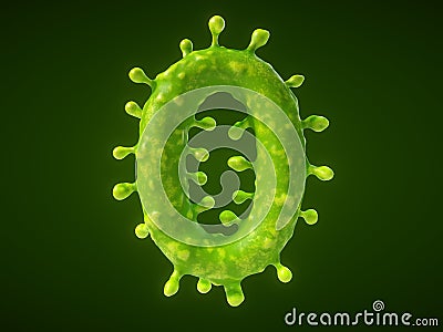 Number 0 shaped virus or bacteria cell. 3D illustration Cartoon Illustration