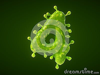 Number 4 shaped virus or bacteria cell. 3D illustration Cartoon Illustration