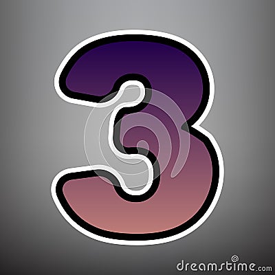 Number 3 sign design template element. Vector. Violet gradient i Vector Illustration