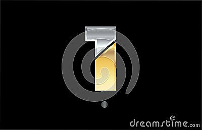 1 number silver gold logo icon design Vector Illustration