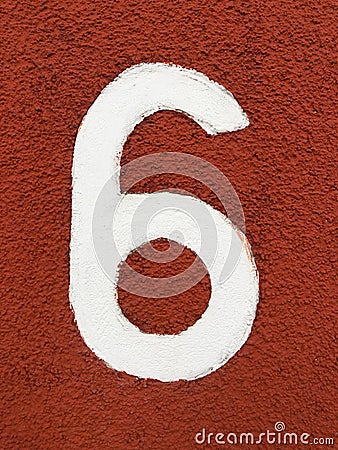 Number six in arabic numeral - house number 6 Stock Photo