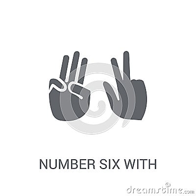 Number six with six fingers icon. Trendy Number six with six fin Vector Illustration