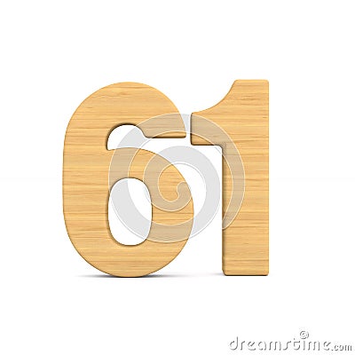 Number sixty one on white background. Isolated 3D illustration Cartoon Illustration