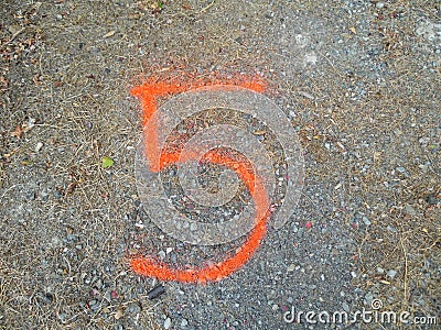 Number 5 Spray Paint Stock Photo