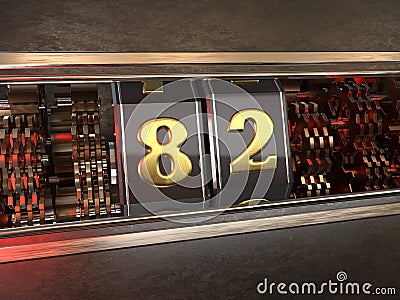 Number 82 style of slot machine Cartoon Illustration