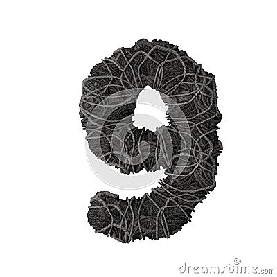 Number 9 stylized in the form of a rope pile Stock Photo