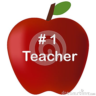 Number 1 teacher red apple teacher appreciation Stock Photo