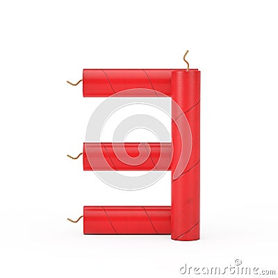 Number Three or 3 as Dynamite Sticks Alphabet Numbers Collection. 3d Rendering Stock Photo