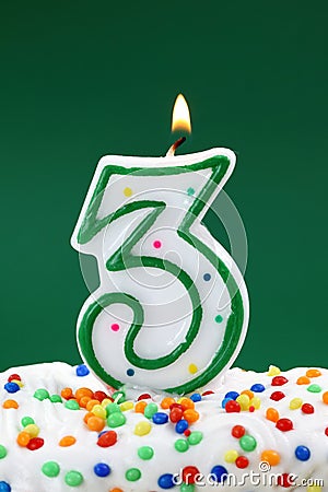 Number three birthday candle Stock Photo