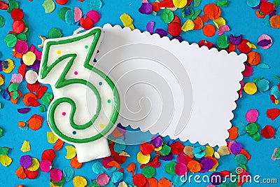 Number three birthday candle Stock Photo