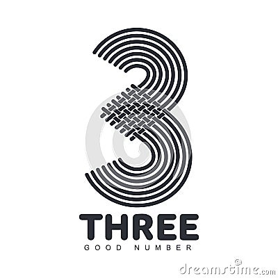 numeric logo three Cartoon Illustration