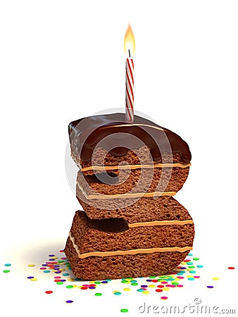 Number three shape birthday cake Stock Photo