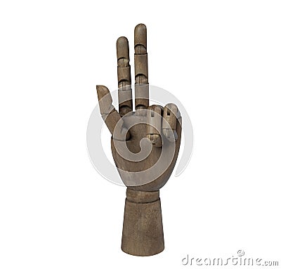 The number three with a wooden hand Stock Photo