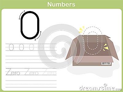 Number Tracing Worksheet: Writing 0-9 Vector Illustration