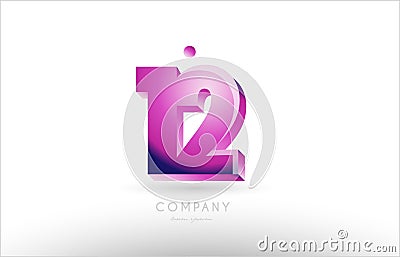 number 12 twelve black white pink logo icon design Vector Illustration