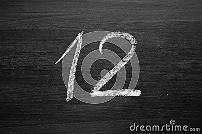 number twelve enumeration written with a chalk Stock Photo