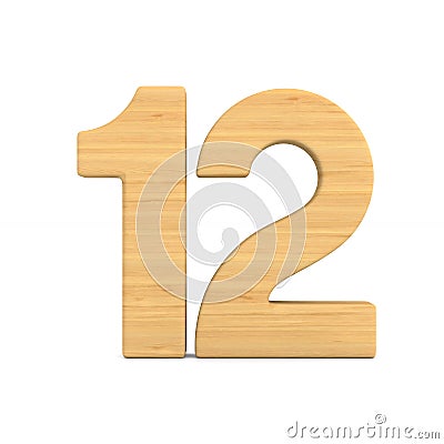 Number twelve on white background. Isolated 3D illustration Cartoon Illustration