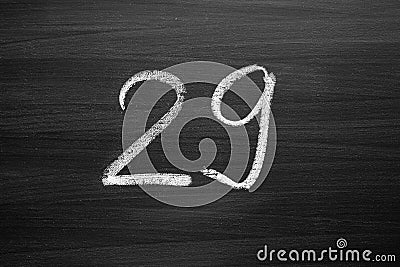 Number twenty nine enumeration written with a chalk Stock Photo