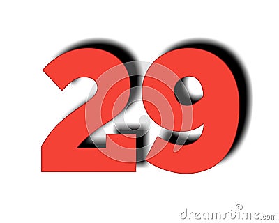 number twenty nine 29 in red color sign symbol Stock Photo
