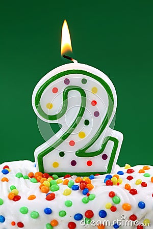 Number two birthday candle Stock Photo