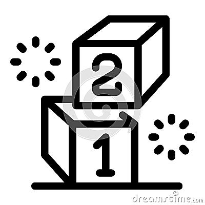 Number two block falling down onto number one block Vector Illustration