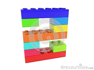 Number two built from toy bricks Stock Photo