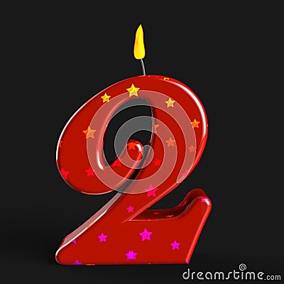 Number Two Candle Means Second Birthday Or Stock Photo