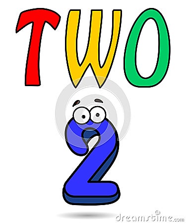 Number two cartoon number illustartion Vector Illustration