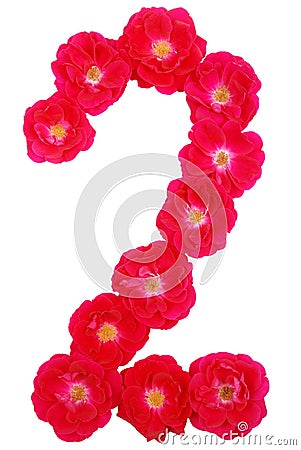 Number two laid out by roses Stock Photo