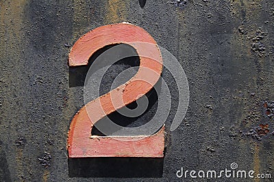 Number two metal on rust Stock Photo