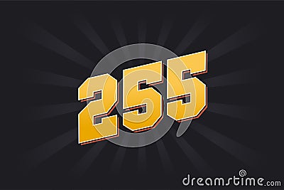 Number 255 vector font alphabet. Yellow 255 number with black background Vector Illustration