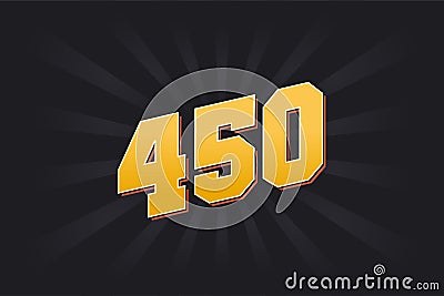 Number 450 vector font alphabet. Yellow 450 number with black background Vector Illustration
