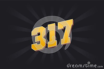 Number 317 vector font alphabet. Yellow 317 number with black background Vector Illustration