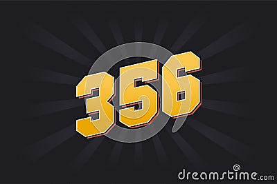 Number 356 vector font alphabet. Yellow 356 number with black background Vector Illustration