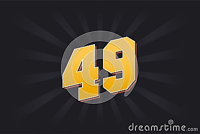 Number 49 vector font alphabet. Yellow 49 number with black background Vector Illustration