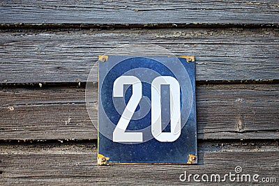 number 20 on a wooden wall Stock Photo