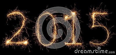 Number 2015 written with a sparkler Stock Photo