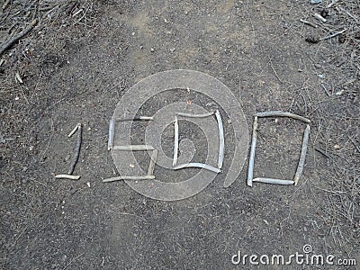 The number 1500 written in sticks Stock Photo