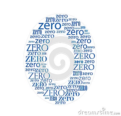 Number zero blue formed with text letters Vector Illustration